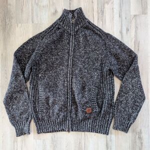 Roots Knit Cardigan in Marbled Grey, Medium (B4)